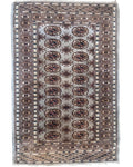Small Hand knotted Bokhara Style Rug 123x83cm Grey Brown Vintage Look Carpet — photograph 1