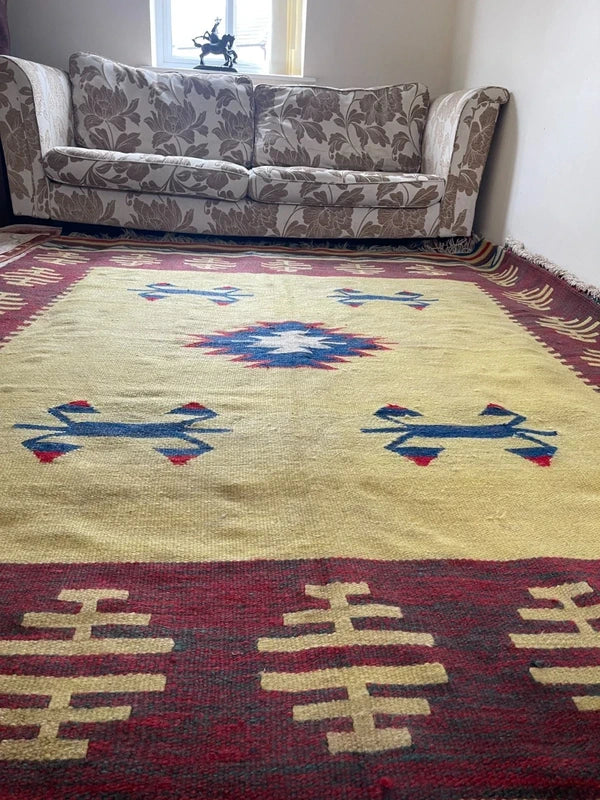 Large Handmade Tribal Kilim Rug 305 x 210 cm Reversible Flatweave Wool Carpet — photograph 7