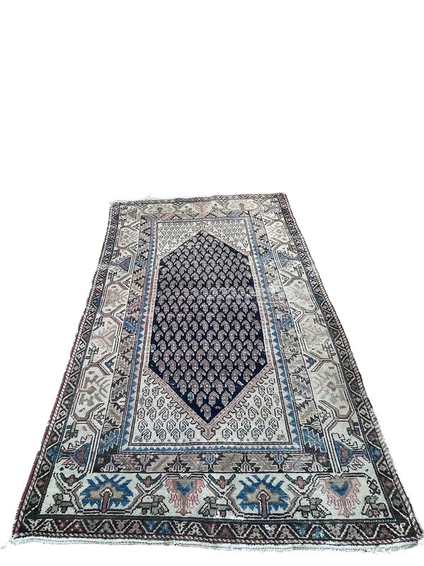 Vintage Persian Hamadan Rug – Hand Knotted Wool Carpet – 201 x 122 cm — photograph 6