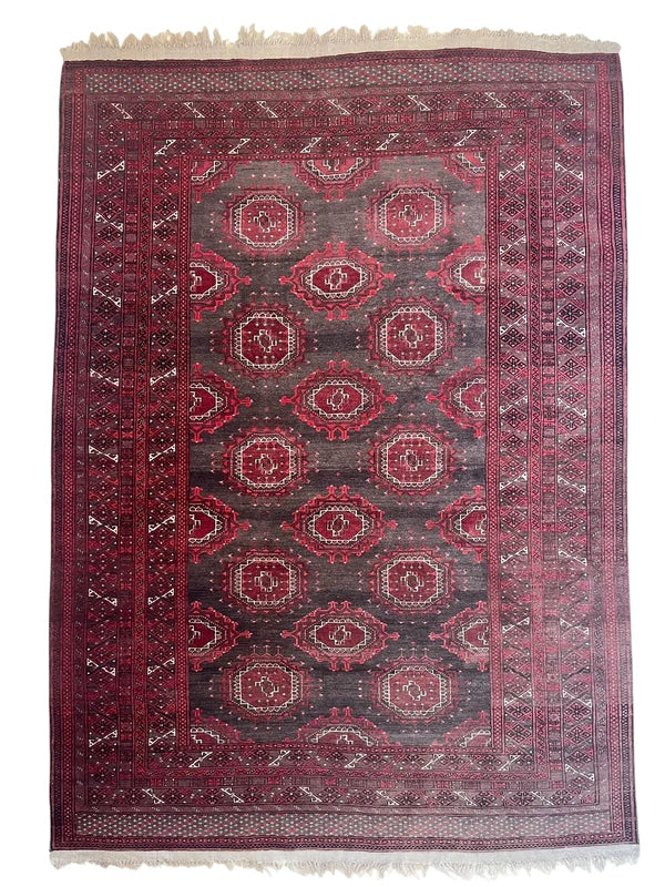 Vintage Afghan Baluch Hand-Knotted Wool Rug Tribal Elephant Foot Design 194 × 133 cm (6'4" × 4'4") — photograph 1