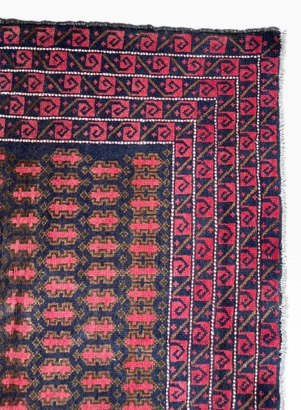 Vintage Afghan Baluch Hand Knotted Wool Rug 194x104cm Tribal Persian Style — photograph 9