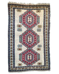 Large Hand Knotted Turkish Rug 252 x 152 cm – Ivory & Pink Geometric Wool Rug — photograph 1