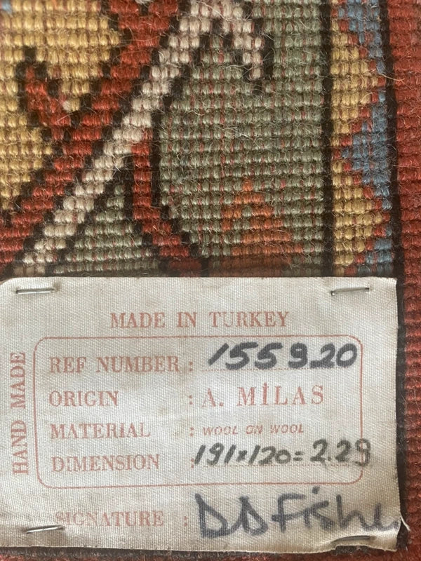 Handmade Turkish Milas Wool Rug 191 x 120 cm Vintage Style Anatolian Carpet — photograph 11