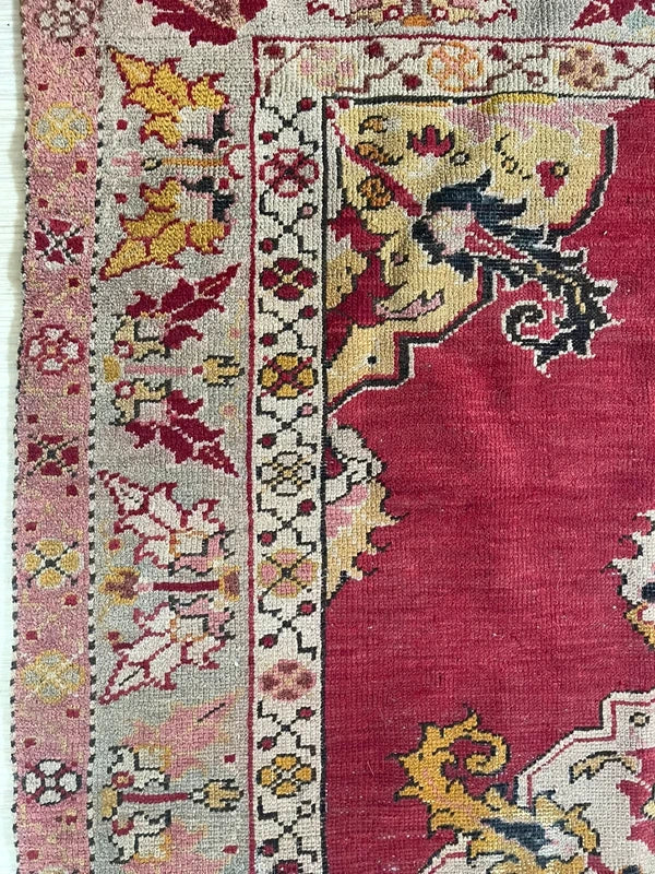 Old Vintage Hand Knotted Turkish Oushak Red Wool Rug 175 x 100 cm — photograph 6