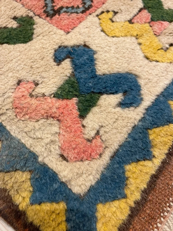 Handmade Turkish 100% wool rug 195x133cm – blue geometric – Ayasofya — photograph 10