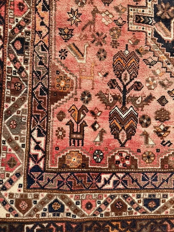 Large Vintage Persian Shiraz Hand Knotted Wool Rug 305x214cm Iranian Tribal Carpet — photograph 11