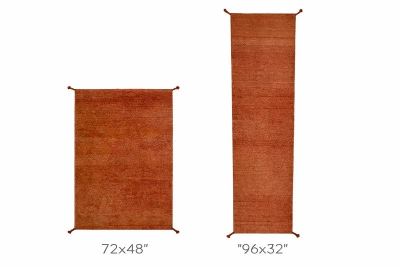 Hand‑knotted 100% wool runner 8ft (244x81cm) terracotta/rust — photograph 4
