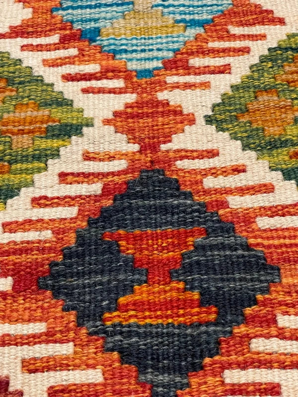 Vintage-Style Wool Kilim 146x67cm | Caucasian | Kazak Inspired | Tribal / Boho Rug — photograph 11