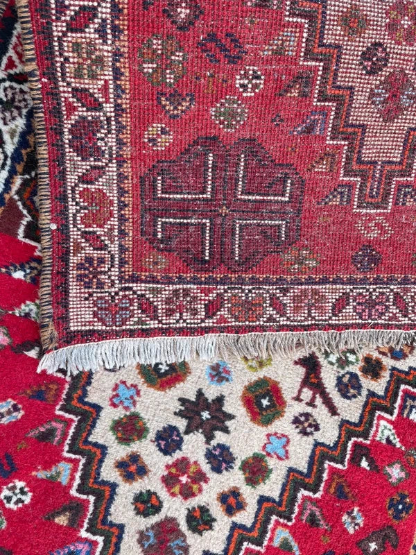Small Hand Knotted Persian Tribal Rug 132x75cm Wool Qashqai Style — photograph 13