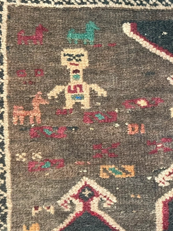 Vintage Hand Knotted Tribal Rug 162 x 99 cm Dark Afghan Baluch Style — photograph 2