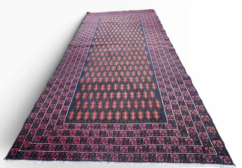 Vintage Afghan Baluch Hand Knotted Wool Rug 194x104cm Tribal Persian Style — photograph 6