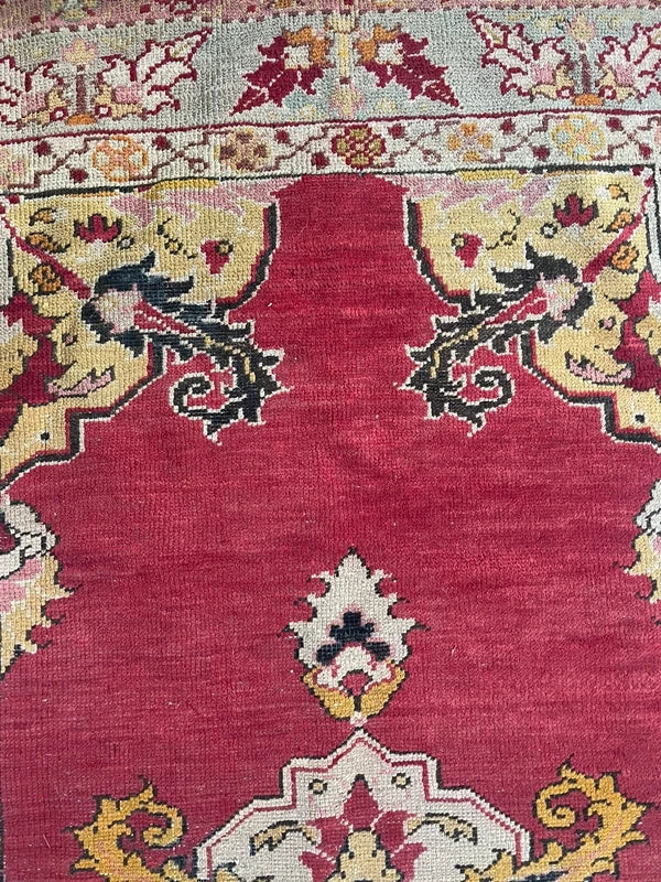 Old Vintage Hand Knotted Turkish Oushak Red Wool Rug 175 x 100 cm — photograph 9