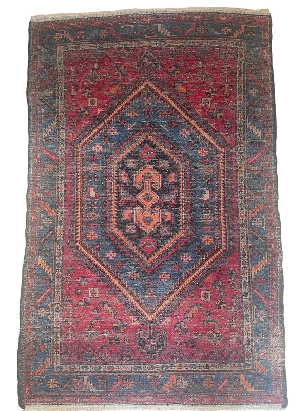 Authentic Hand Knotted Persian Hamadan Rug 125 × 195 cm | Vintage Wool Carpet — photograph 18