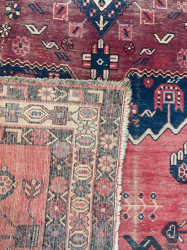 Hand Knotted Persian Wool Rug 251 x 170 cm Vintage Pink Salmon Rug — photograph 13