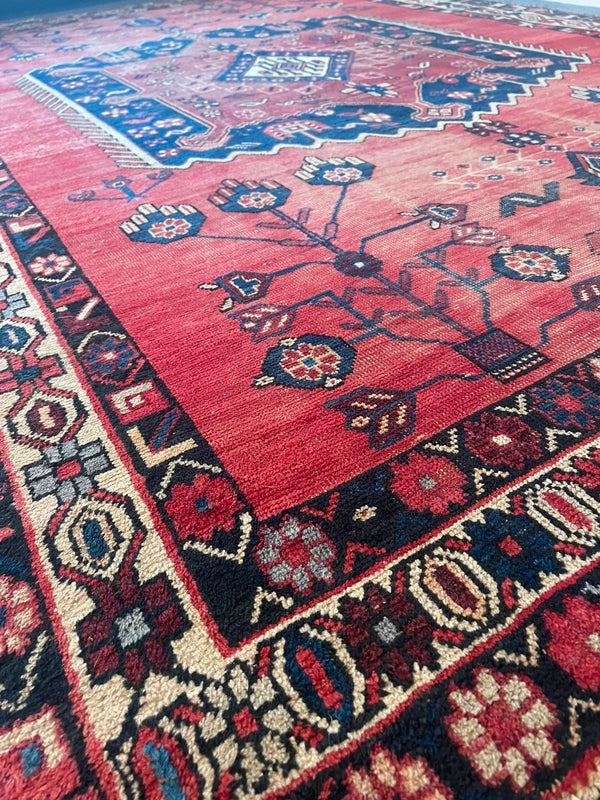 Hand Knotted Persian Wool Rug 251 x 170 cm Vintage Pink Salmon Rug — photograph 11