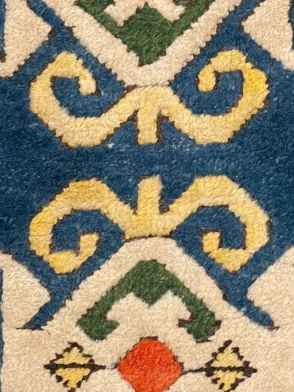 Handmade Turkish 100% wool rug 195x133cm – blue geometric – Ayasofya — photograph 5
