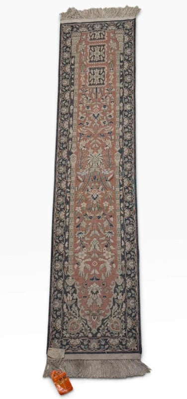 Handmade Chinese Silk Pile Runner Rug 164x35cm Tree of Life Vintage — photograph 14