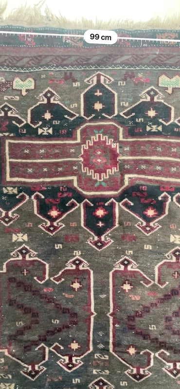 Vintage Hand Knotted Tribal Rug 162 x 99 cm Dark Afghan Baluch Style — photograph 3