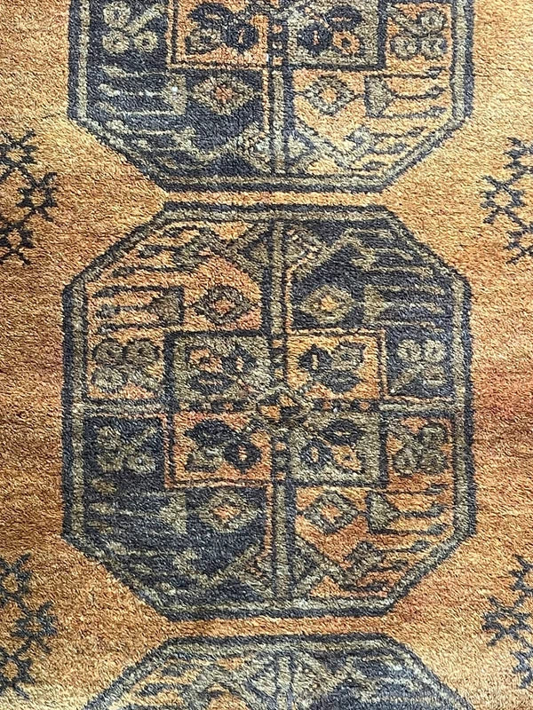 Handmade Bokhara Rug 159x108cm Gold Black Wool Small Carpet — photograph 8