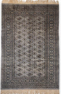 Hand knotted Bokhara style wool rug 130 x 187 cm grey vintage rug — photograph 1