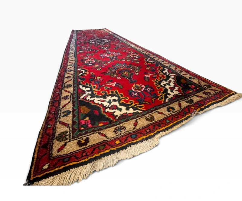 Vintage Persian Hand-Knotted Wool Runner Rug 301 x 83 cm — photograph 14