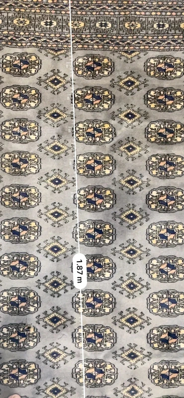 Hand knotted Bokhara style wool rug 130 x 187 cm grey vintage rug — photograph 17