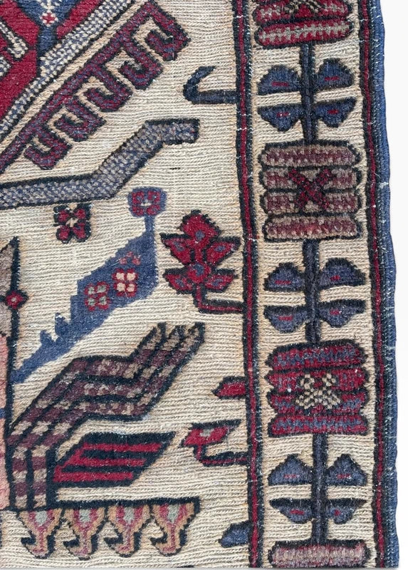 Vintage handwoven Soumak / Sumak tribal rug, approx. 129 × 81 cm — photograph 6