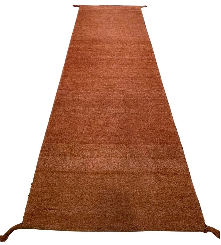 Hand‑knotted 100% wool runner 8ft (244x81cm) terracotta/rust — photograph 7