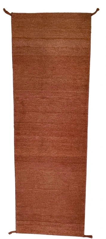 Hand‑knotted 100% wool runner 8ft (244x81cm) terracotta/rust — photograph 8