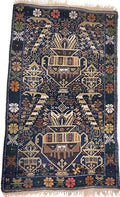 Vintage Persian Hand-Knotted Village Pictorial Wool Rug – Vase & Flower Design – 140 × 80 cm — photograph 1