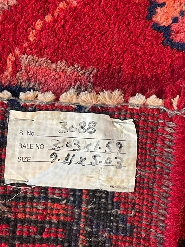 Large Handmade Persian Heriz Style Rug 303 x 159 cm Red Blue Wool Carpet — photograph 19