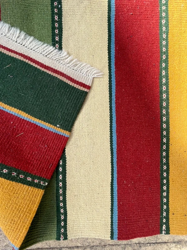Vintage Handwoven Kilim Runner 203 × 56 cm | Wool Hallway Runner | Striped Flatweave Rug — photograph 2