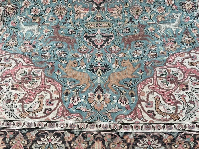 Hand-Knotted Silk Persian Style Rug – Hunting Design – 183 × 125 cm — photograph 14
