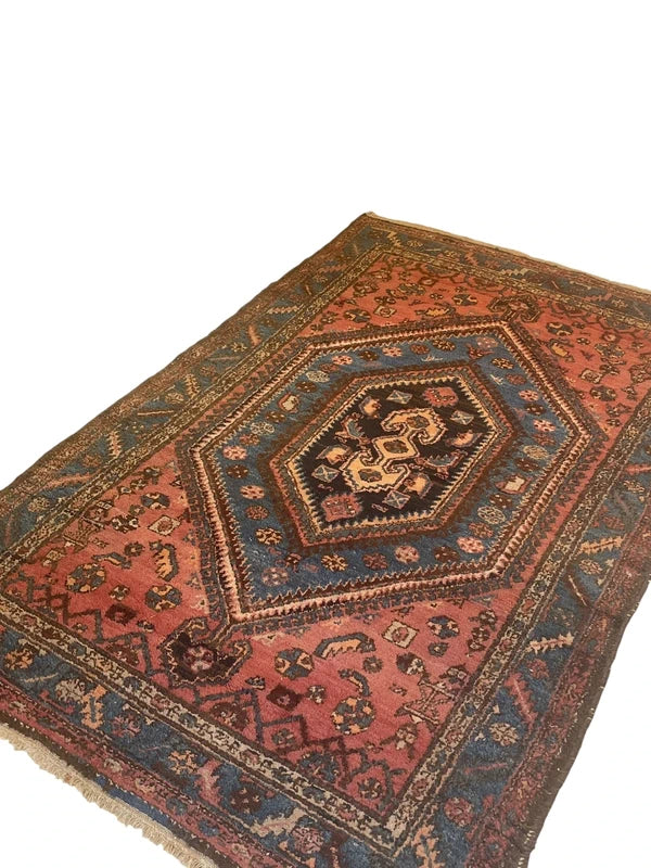 Authentic Hand Knotted Persian Hamadan Rug 125 × 195 cm | Vintage Wool Carpet — photograph 3