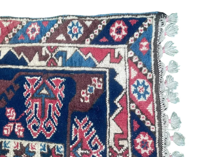 Vintage Hand Knotted Tribal Rug 246 x 141 cm Wool — photograph 14