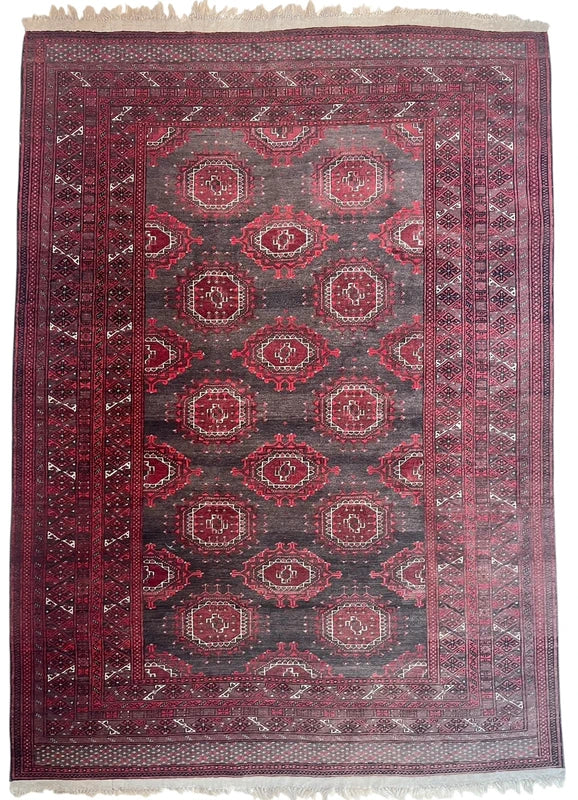 Vintage Afghan Baluch Hand-Knotted Wool Rug Tribal Elephant Foot Design 194 × 133 cm (6'4" × 4'4") — photograph 8