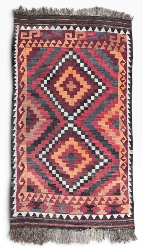 Vintage Handwoven Kilim Rug 203 × 112 cm – Tribal Geometric Wool Flatweave — photograph 8