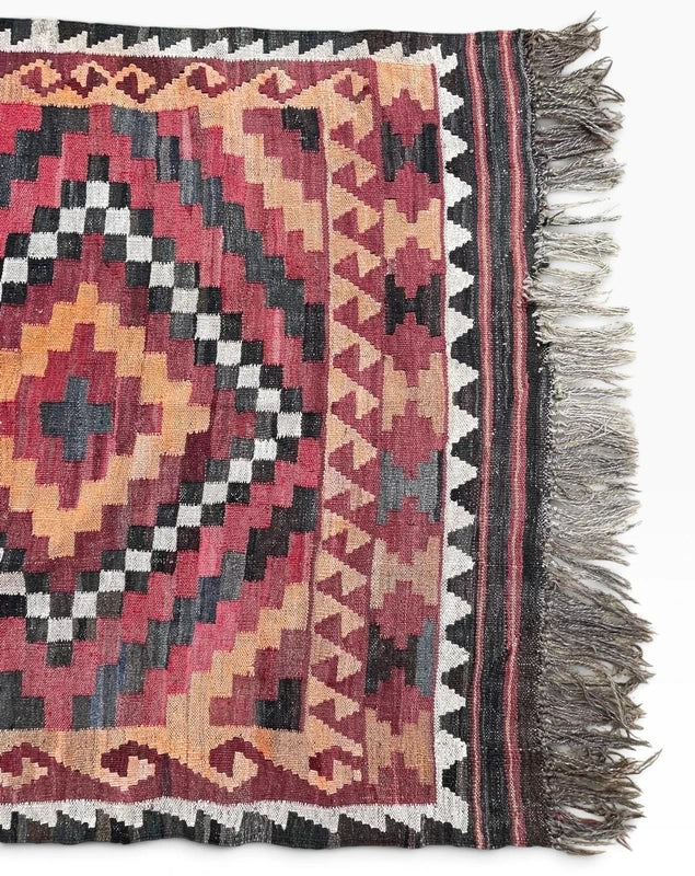 Vintage Handwoven Kilim Rug 203 × 112 cm – Tribal Geometric Wool Flatweave — photograph 5