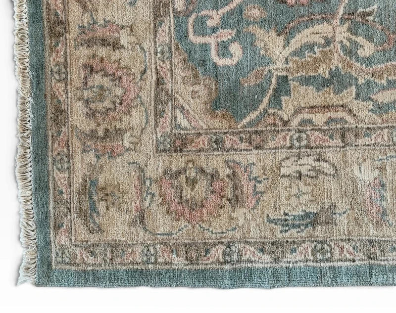 Large Hand Knotted Wool Rug 241x151cm Muted Ziegler Chobi Style — photograph 9