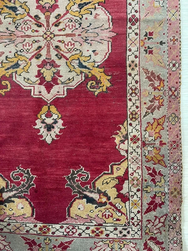 Old Vintage Hand Knotted Turkish Oushak Red Wool Rug 175 x 100 cm — photograph 8