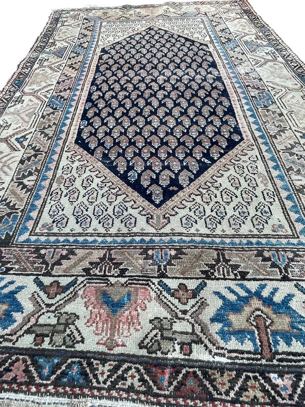 Vintage Persian Hamadan Rug – Hand Knotted Wool Carpet – 201 x 122 cm — photograph 12