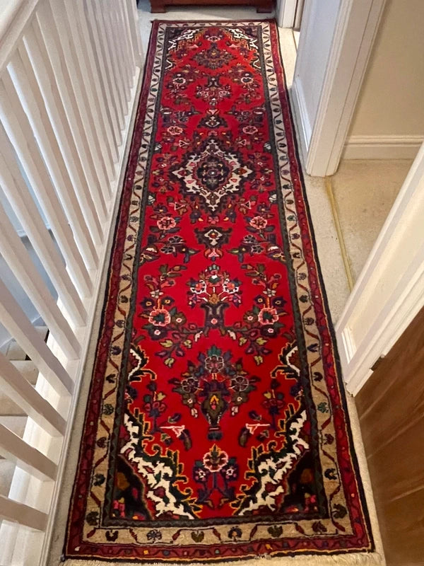 Vintage Persian Hand-Knotted Wool Runner Rug 301 x 83 cm — photograph 6