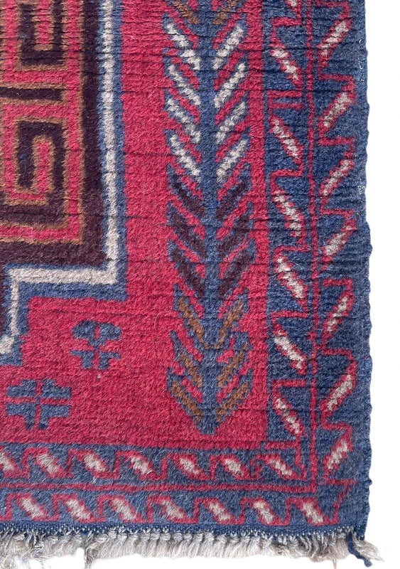 Vintage Hand-Knotted Afghan Baluch Rug 85 × 128 cm | Tribal Wool Carpet | Geometric Design — photograph 6