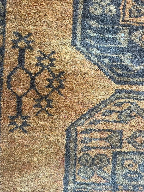 Handmade Bokhara Rug 159x108cm Gold Black Wool Small Carpet — photograph 14