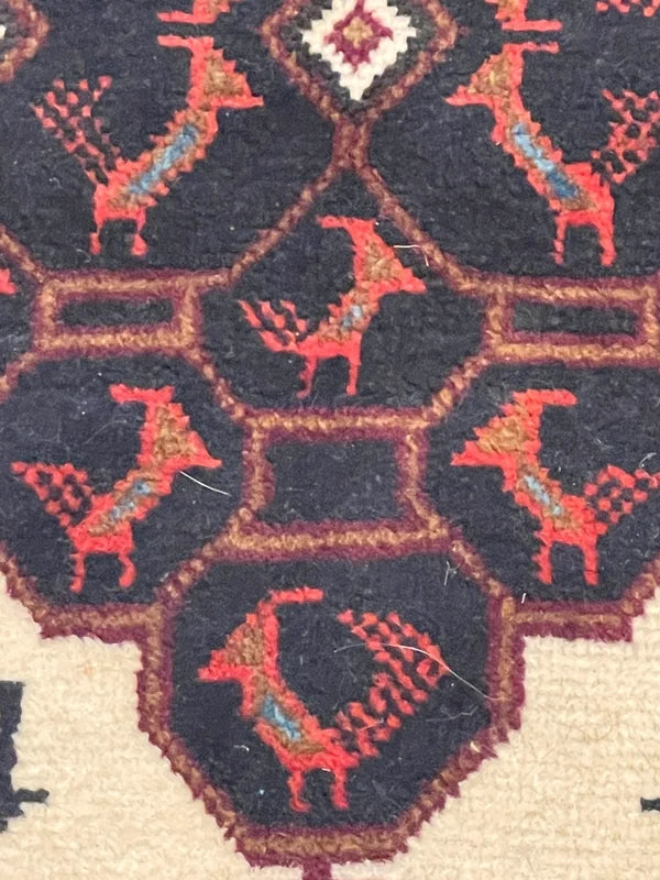 Handmade Tribal Animal Rug 187x143cm Afghan Baluch Style Wool Carpet — photograph 3