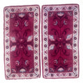 Set of 4 Vintage Handmade Wool Rugs – Matching Pink Burgundy Floral Rugs — photograph 1