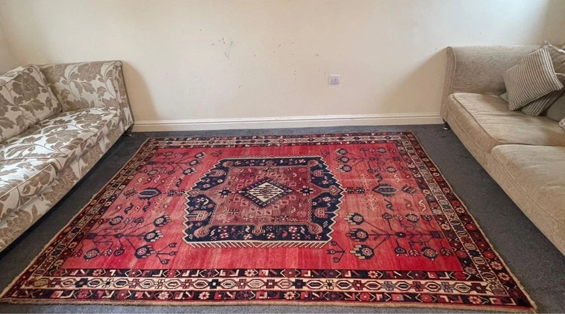 Hand Knotted Persian Wool Rug 251 x 170 cm Vintage Pink Salmon Rug — photograph 4
