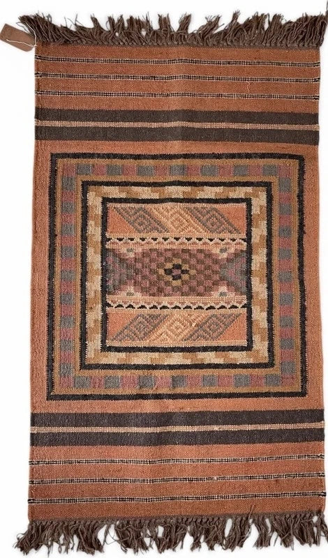 Pair of Handmade Flatweave Tribal Mats Rugs 132 x 78 cm & 125 x 75 cm — photograph 3