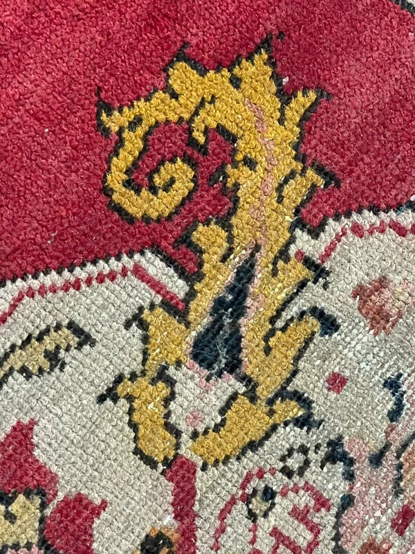 Old Vintage Hand Knotted Turkish Oushak Red Wool Rug 175 x 100 cm — photograph 12