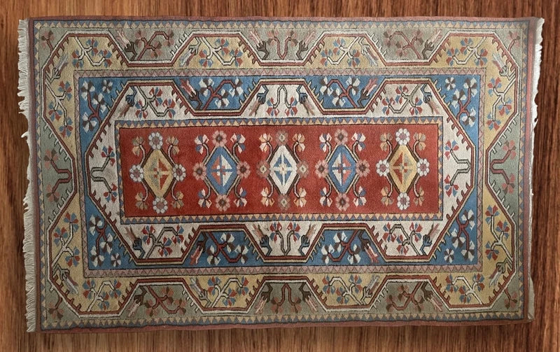 Handmade Turkish Milas Wool Rug 191 x 120 cm Vintage Style Anatolian Carpet — photograph 3